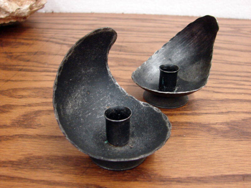 Unique Black Burnished Metal Norway Candle Holder Set/2 Tree Candles, Moose-R-Us.Com Log Cabin Decor