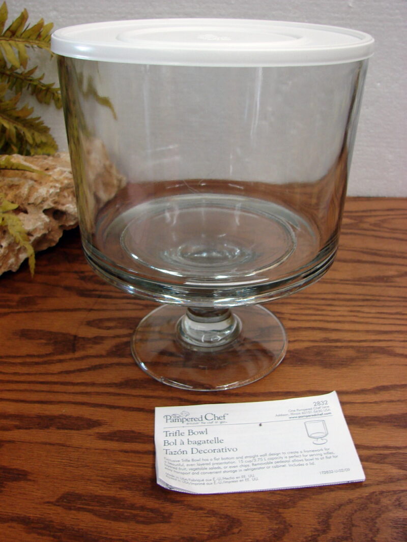 Original Pampered Chef Glass Trifle Layered Desert Bowl w/ Pedestal Stand #2832, Moose-R-Us.Com Log Cabin Decor