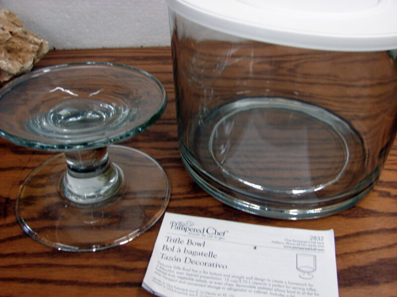 Original Pampered Chef Glass Trifle Layered Desert Bowl w/ Pedestal Stand #2832, Moose-R-Us.Com Log Cabin Decor