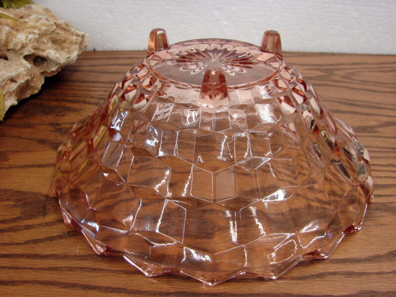 Vintage Pink Fostoria American Cubist 3 Footed Fruit Serving Bowl, Moose-R-Us.Com Log Cabin Decor