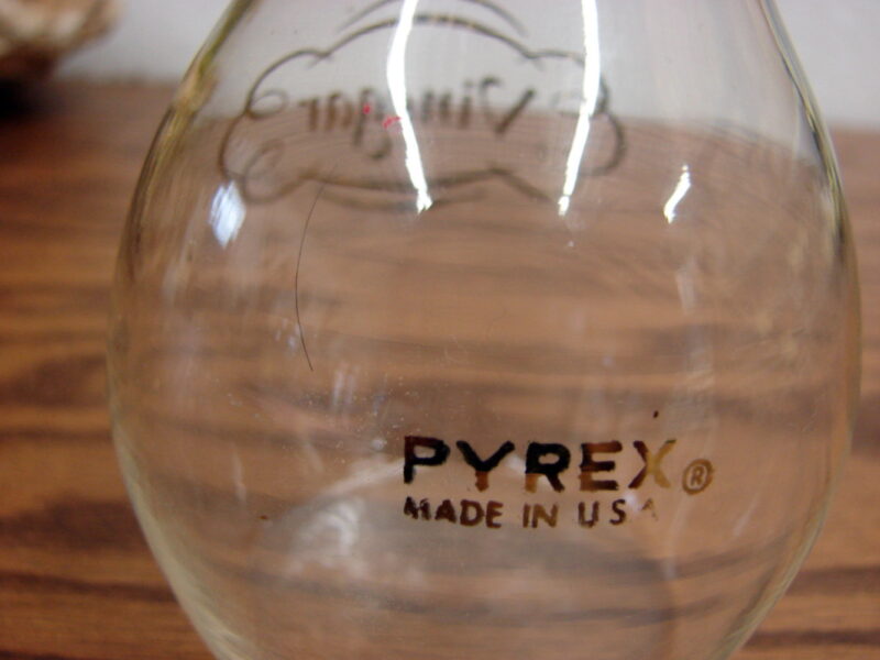 Vintage PYREX Clear Glass Gold Stripe Vinegar Cruet no Lid Cute Vase, Moose-R-Us.Com Log Cabin Decor