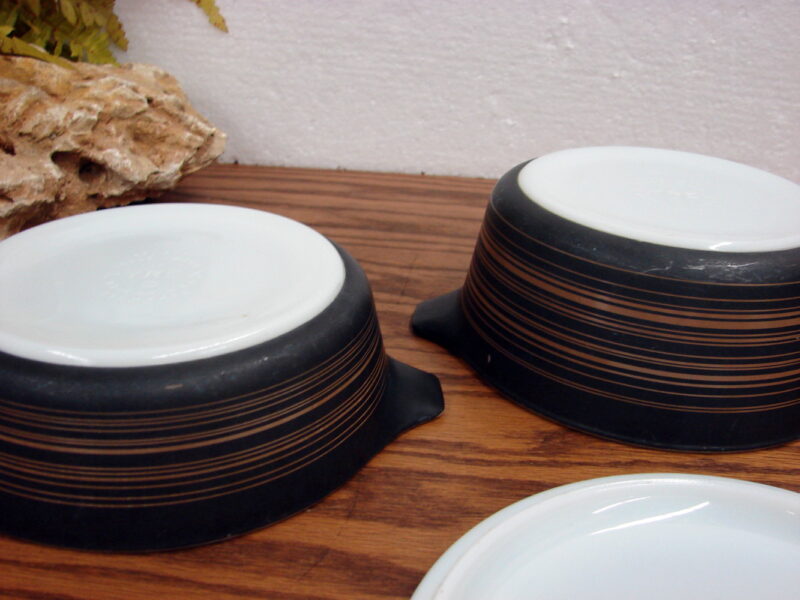 Vintage PYREX Terra Brown Black Cinderella Round Casserole Choice, Moose-R-Us.Com Log Cabin Decor