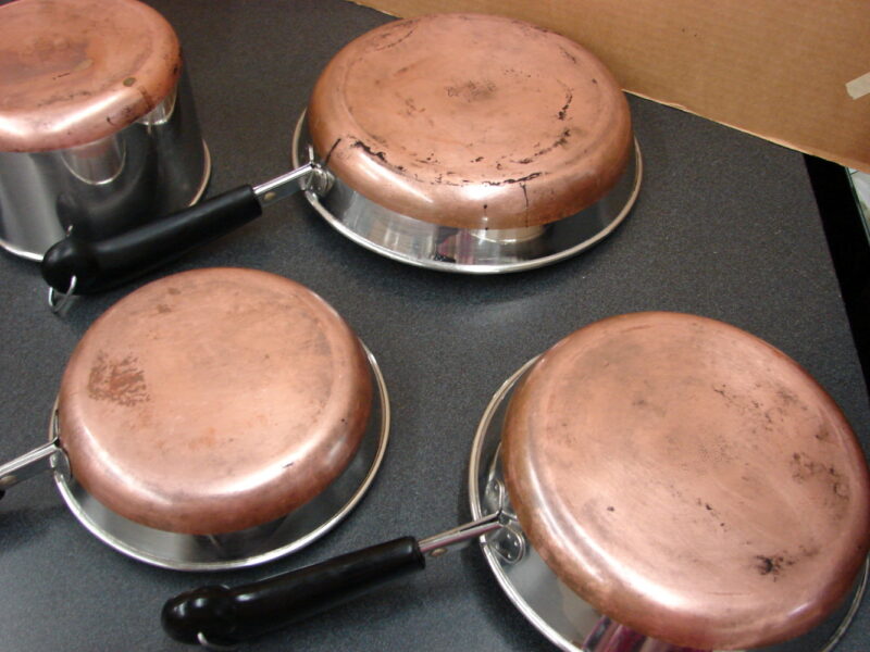 Vintage Copper Bottom Revere Ware 12 Piece Set 3 Sauce 3 Fry Pans w/ Lids, Moose-R-Us.Com Log Cabin Decor