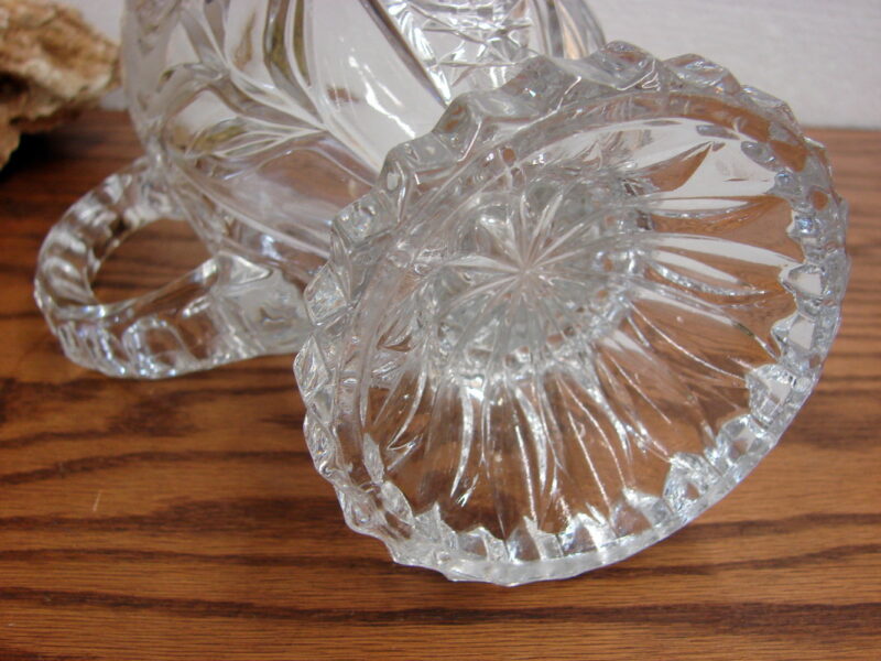 Heavy Cut Crystal Glass Embossed Etched Rose Footed Pitcher 9&#8243;, Moose-R-Us.Com Log Cabin Decor