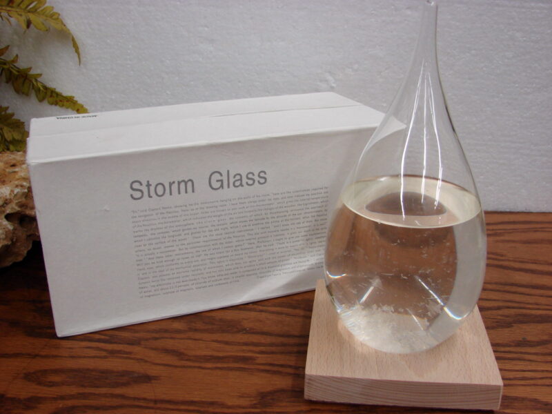 Enkrio Storm Glass Weather Station Weather Predictor Barometer w/ Wood Base, Moose-R-Us.Com Log Cabin Decor