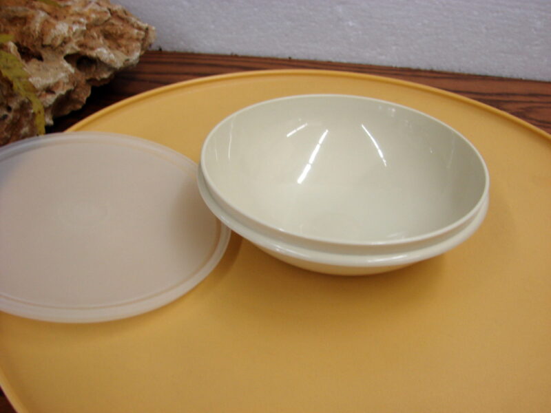 Vintage Tupperware Harvest Gold Almond Chip Dip Covered Bowl #492, Moose-R-Us.Com Log Cabin Decor