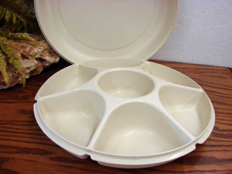 Vintage Tupperware #1666 1665 Divided Serving Tray w/ Lid, Moose-R-Us.Com Log Cabin Decor