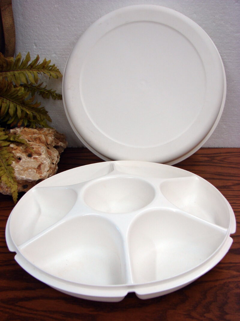 Vintage Tupperware #1666 1665 Divided Serving Tray w/ Lid, Moose-R-Us.Com Log Cabin Decor