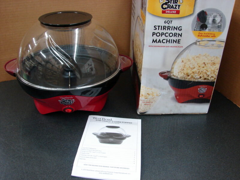 West Bend Stir Crazy Deluxe 6 Qt New in Box Stirring Popcorn Machine, Moose-R-Us.Com Log Cabin Decor