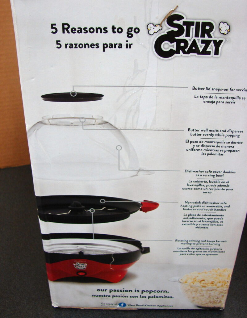 West Bend Stir Crazy Deluxe 6 Qt New in Box Stirring Popcorn Machine, Moose-R-Us.Com Log Cabin Decor