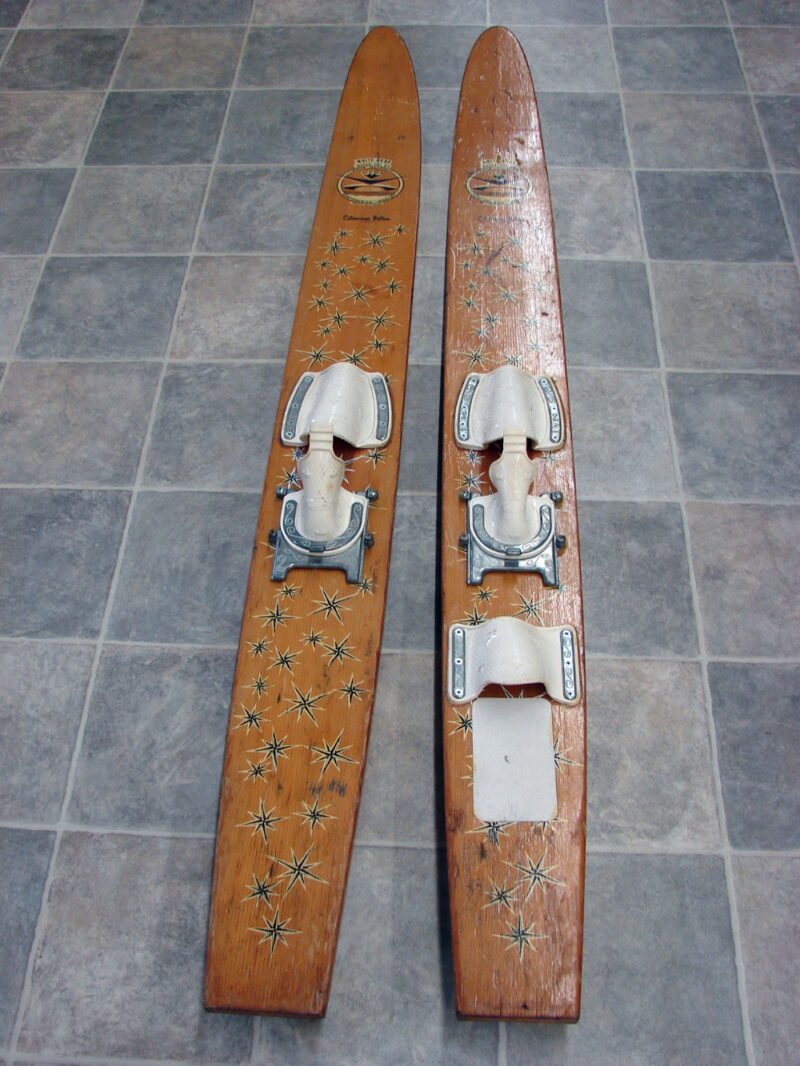 Vintage Wood Waterskis White Bear Water Ski Co Retro Catamaran Water Ski, Moose-R-Us.Com Log Cabin Decor