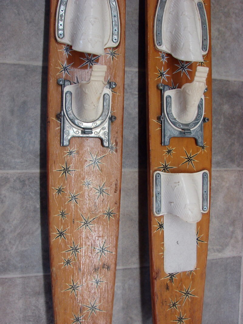 Vintage Wood Waterskis White Bear Water Ski Co Retro Catamaran Water Ski, Moose-R-Us.Com Log Cabin Decor