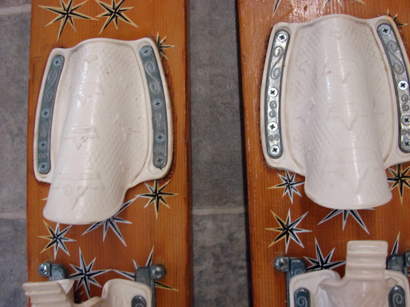 Vintage Wood Waterskis White Bear Water Ski Co Retro Catamaran Water Ski, Moose-R-Us.Com Log Cabin Decor