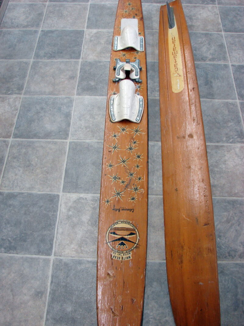 Vintage Wood Waterskis White Bear Water Ski Co Retro Catamaran Water Ski, Moose-R-Us.Com Log Cabin Decor