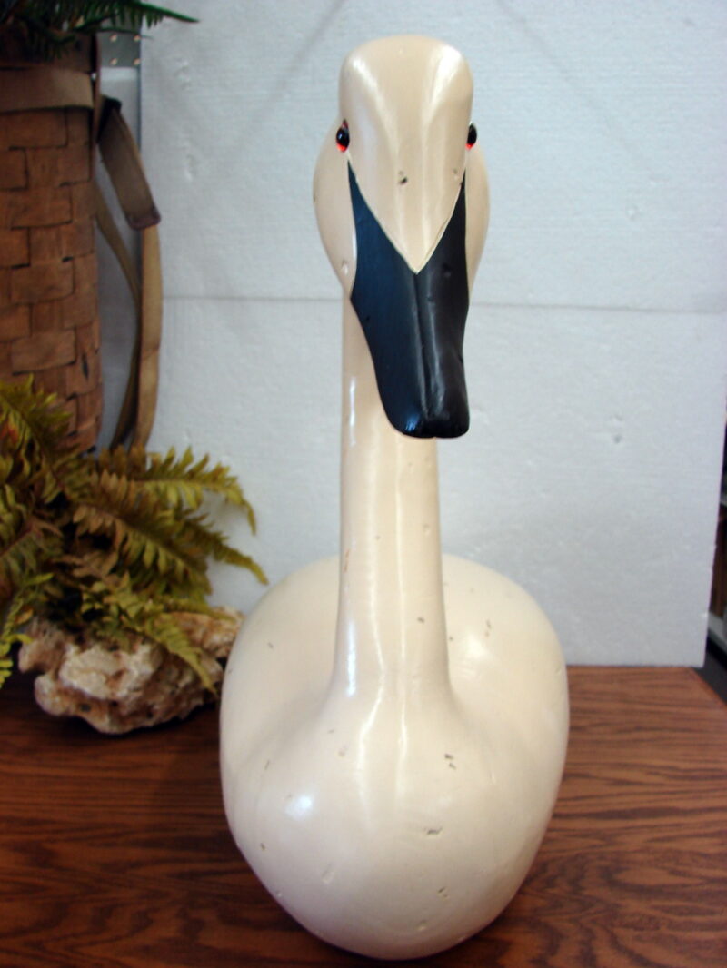 Life Size Wood Carved Swan Unknown Maker Distressed 31&#8243; Long, Moose-R-Us.Com Log Cabin Decor