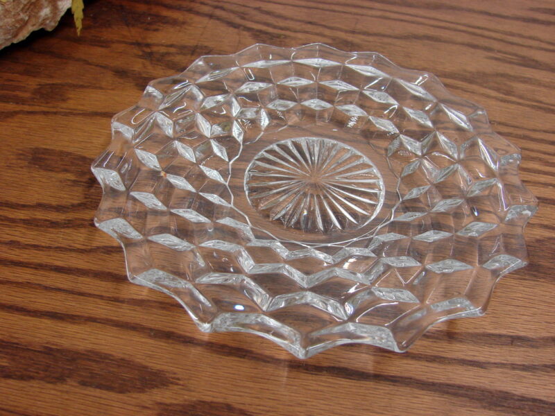 Vintage Crystal Fostoria American Cubist 7 1/2&#8243; Salad Desert Plate, Moose-R-Us.Com Log Cabin Decor