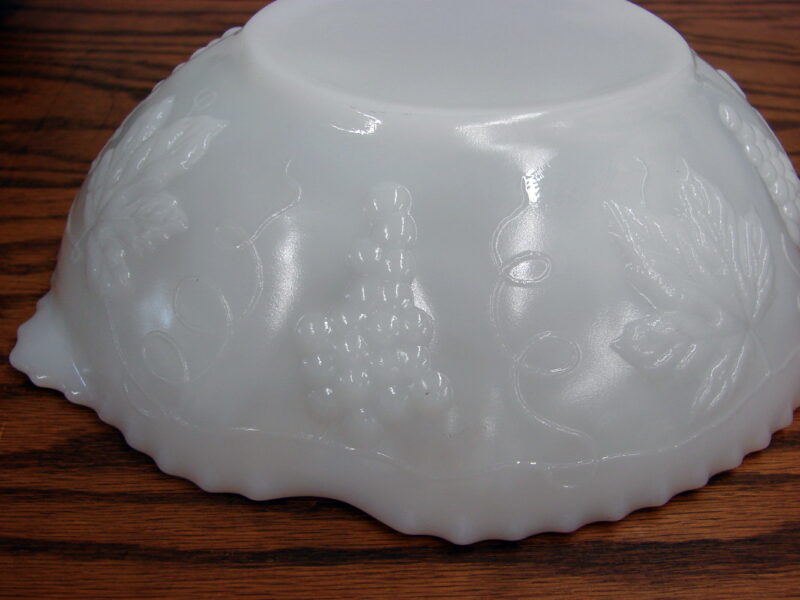 Vintage Anchor Hocking Milk Glass Gold Grape Deep Bowl Tab Handles, Moose-R-Us.Com Log Cabin Decor