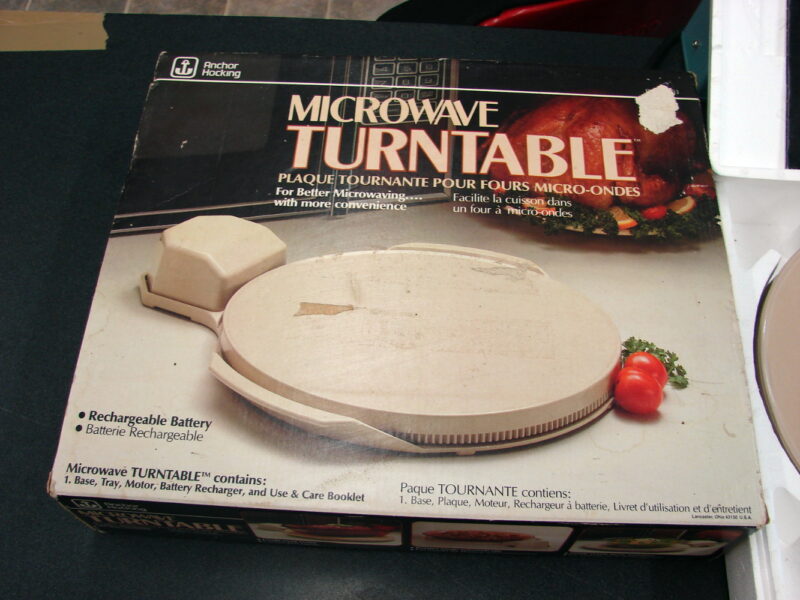 Anchor Hocking Microwave Turntable Box Battery Operated Needs Recharger, Moose-R-Us.Com Log Cabin Decor