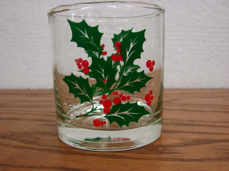 Set/12 Vintage Christmas Holly Berry Bartlett Collins On the Rocks Cocktail Glasses, Moose-R-Us.Com Log Cabin Decor