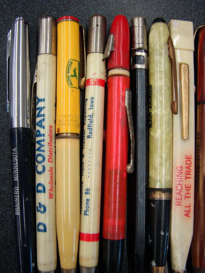 Vintage Collection Old Advertising Mechanical Pencils Pens Bullet 18 Pieces, Moose-R-Us.Com Log Cabin Decor