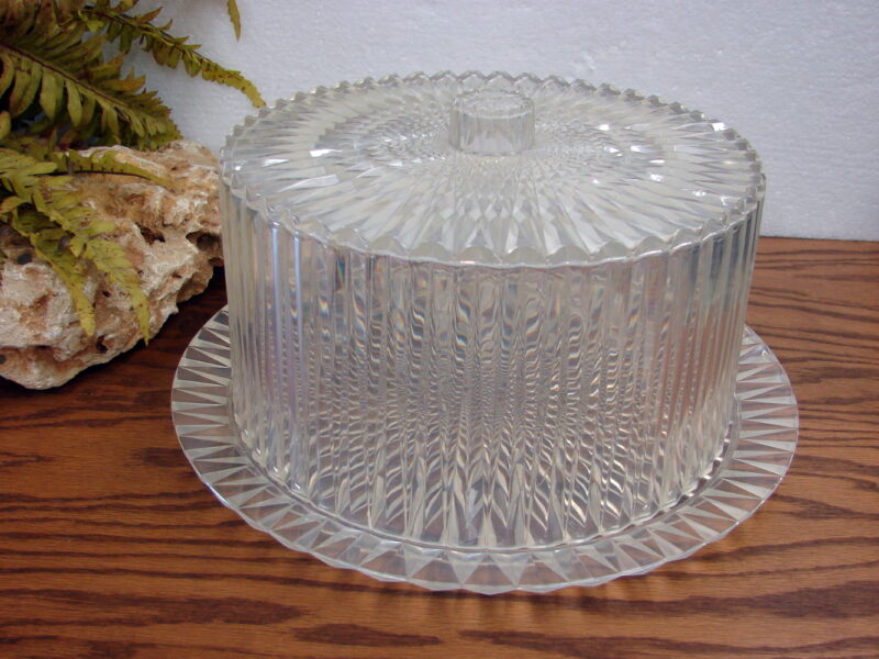 Unique Vintage Clear Prisms Lucite MCM Plastic Cake Cover Sunburst, Moose-R-Us.Com Log Cabin Decor