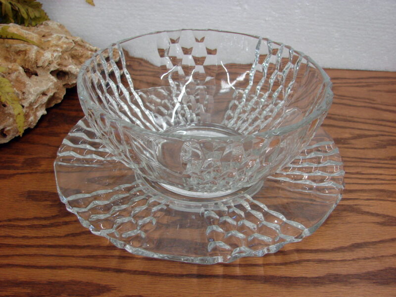 Vintage Anchor Hocking 1940&#8217;s River Panel Serving Bowl Platter Set Clear, Moose-R-Us.Com Log Cabin Decor