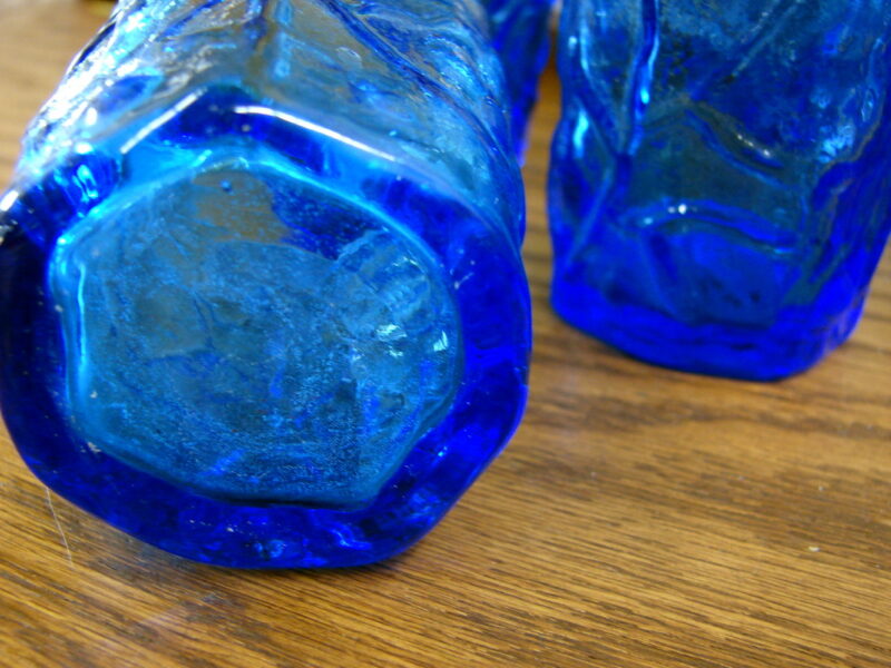 Vintage 17 pc Set Seneca Driftwood Delphine Blue Royal Morgantown Crinkle Pitcher Glasses, Moose-R-Us.Com Log Cabin Decor