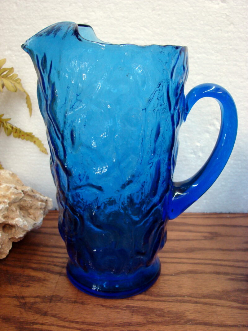 Vintage 17 pc Set Seneca Driftwood Delphine Blue Royal Morgantown Crinkle Pitcher Glasses, Moose-R-Us.Com Log Cabin Decor