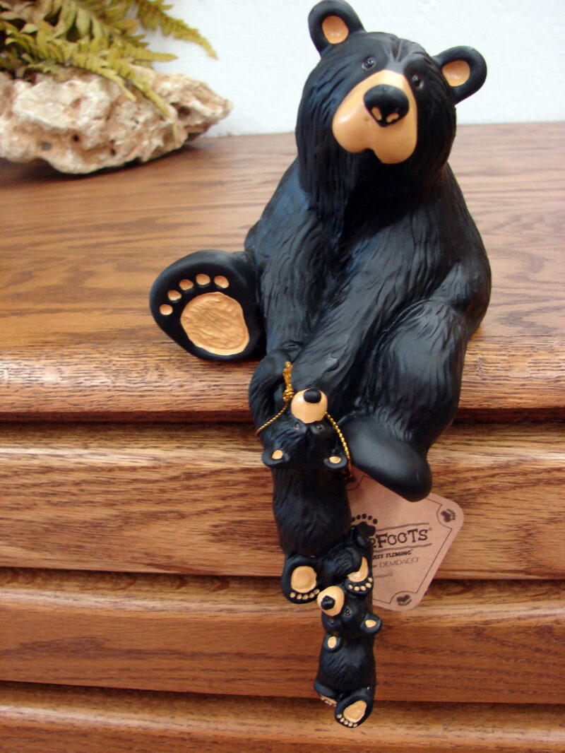 Big Sky Carvers Bearfoot Bears Jeff Fleming Helping Paw Shelf Sitter Bear Cubs, Moose-R-Us.Com Log Cabin Decor