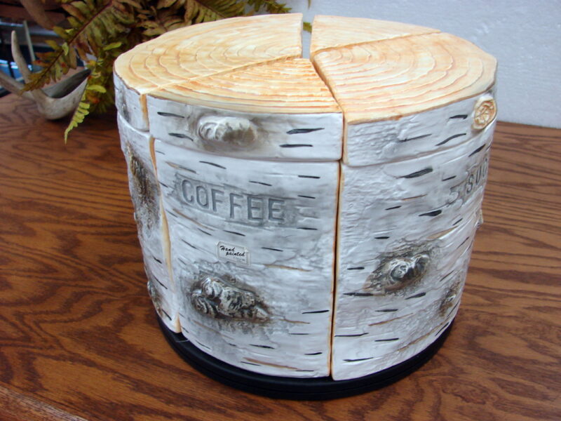 Dept 56 Birch Bark Tree Trunk Canister Set Complete Wedge Sections, Moose-R-Us.Com Log Cabin Decor