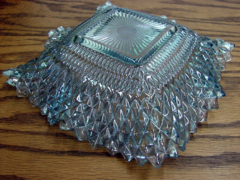 Vintage Indiana Glass Ruffled Diamond Point Trinket Dish Blue, Moose-R-Us.Com Log Cabin Decor