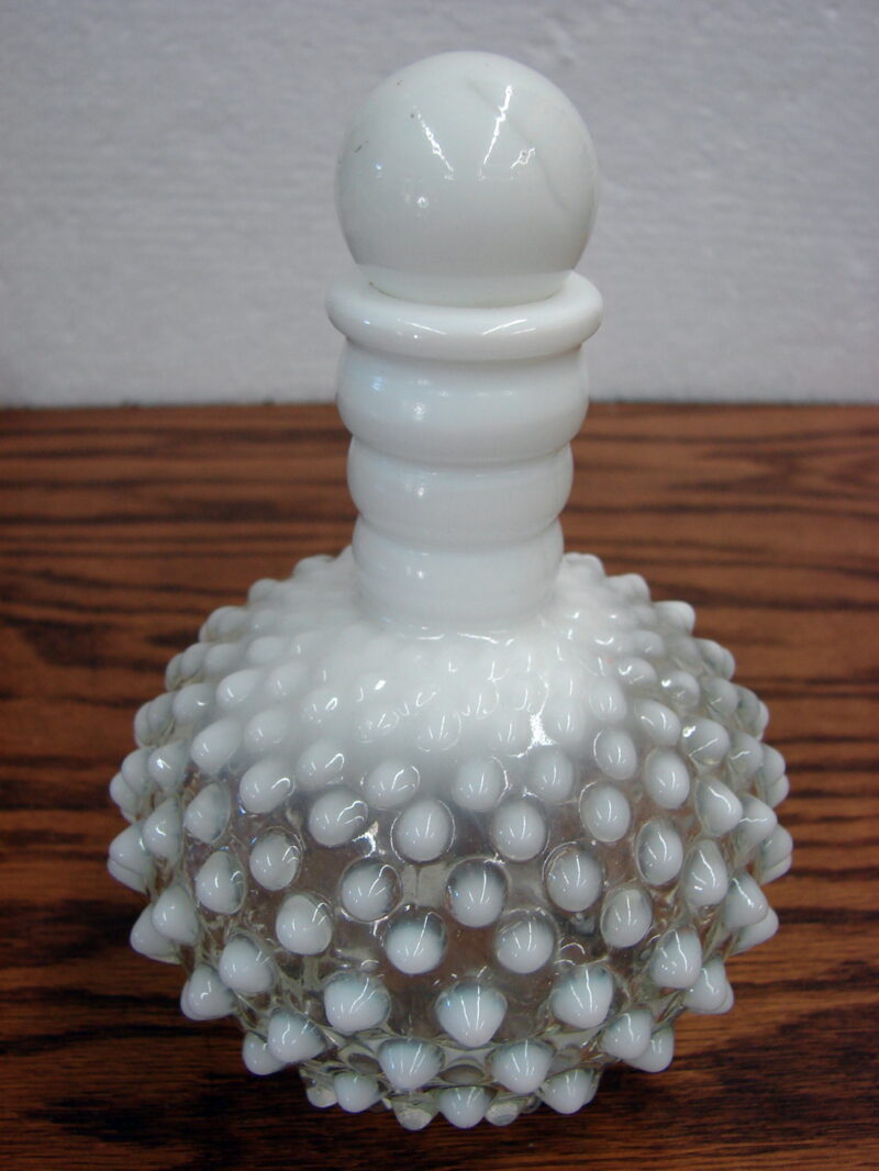 Vintage Fenton Moonstone Opalescent Hobnail Perfume with Dab Stopper, Moose-R-Us.Com Log Cabin Decor