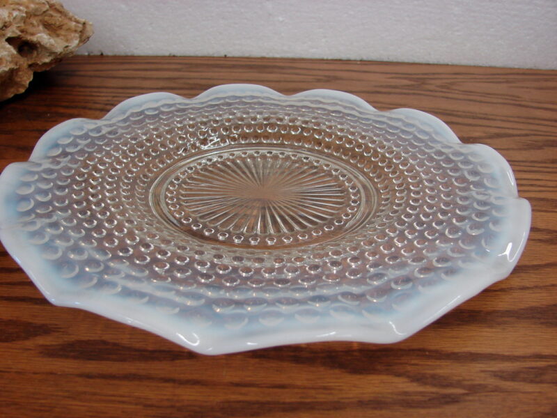 Vintage Fenton Moonstone Opalescent Hobnail Ruffled Platter 11&#8243;, Moose-R-Us.Com Log Cabin Decor