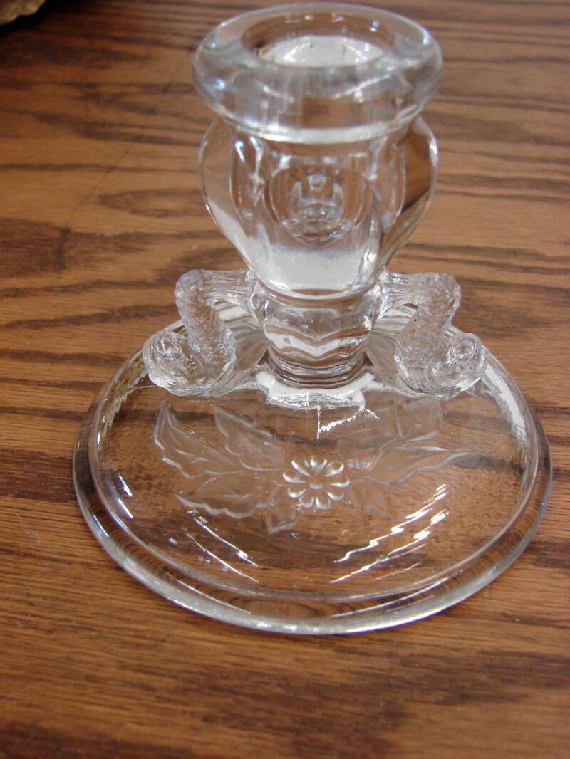 One Vintage Fenton Clear Crystal Dolphin Candle Holder 1920&#8217;s, Moose-R-Us.Com Log Cabin Decor