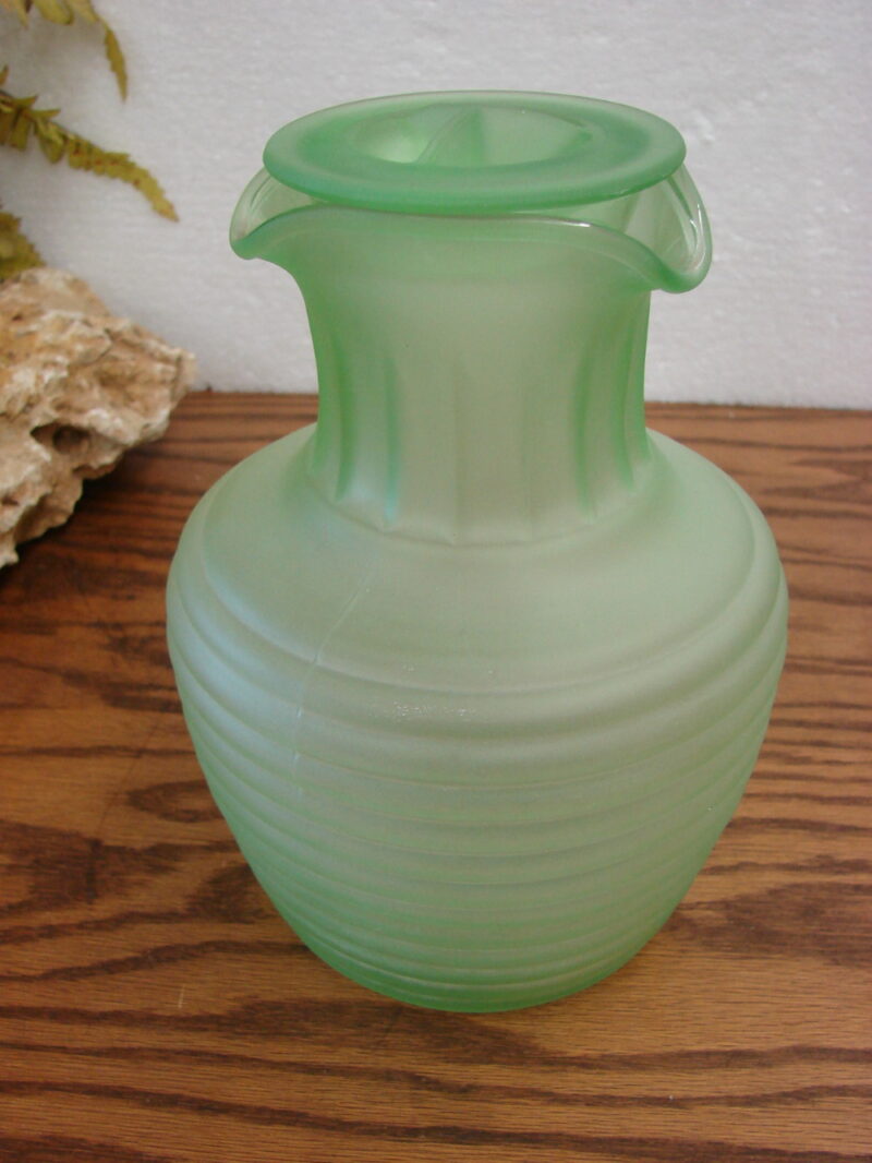 Vintage 1930&#8217;s Frigidaire Uranium Glass Green Triple Spout Iced Tea Server with Lid, Moose-R-Us.Com Log Cabin Decor