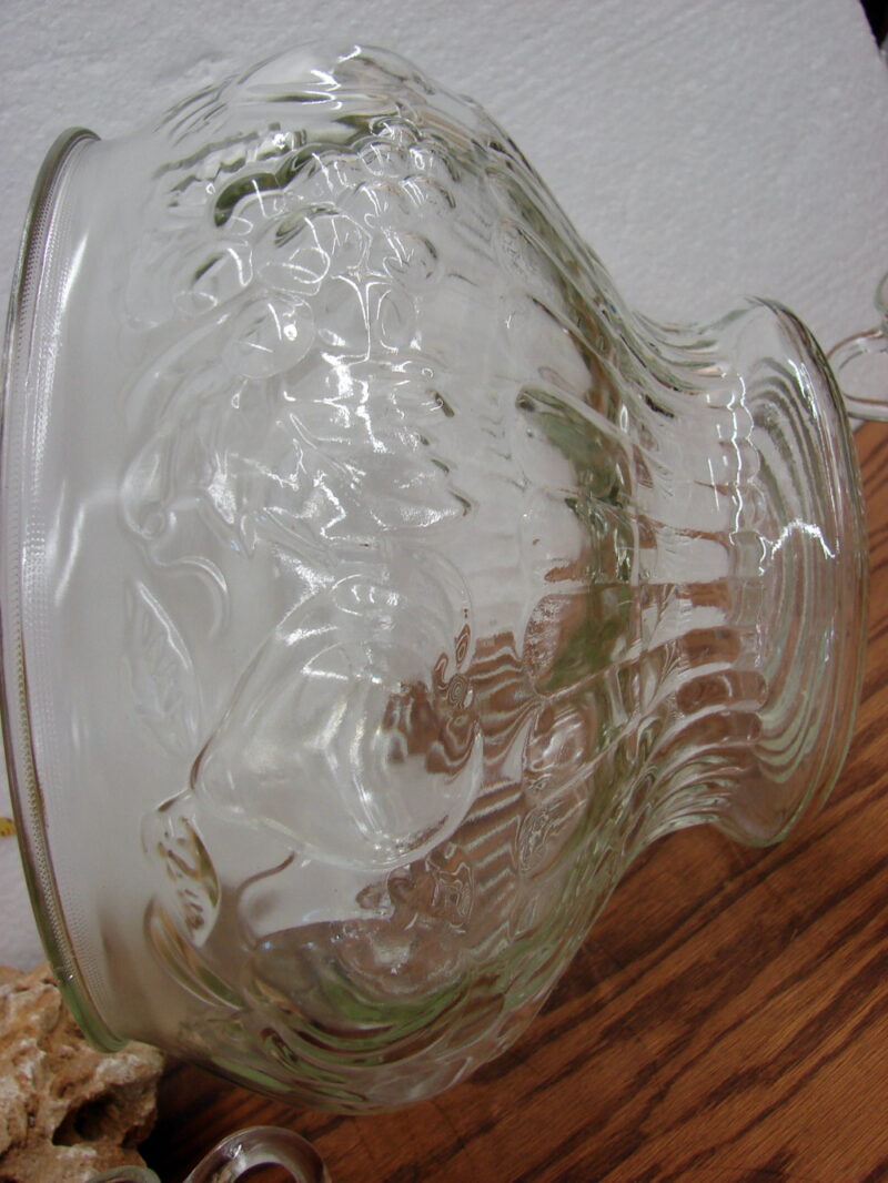 Vintage Jeanette Glass Fruit Design Punch Bowl w/ 21 Cups, Moose-R-Us.Com Log Cabin Decor