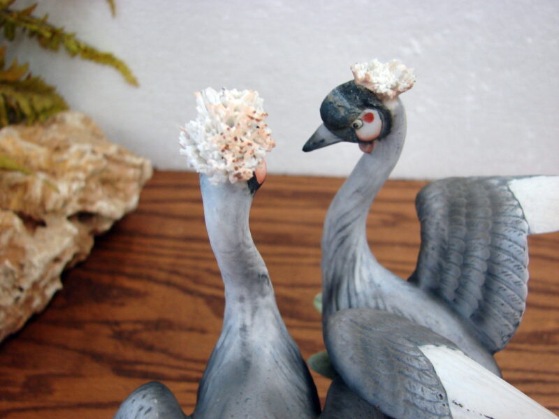 Pair of Vintage Porcelain Lefton Crested Crane 1058A 1058B Hand Painted, Moose-R-Us.Com Log Cabin Decor