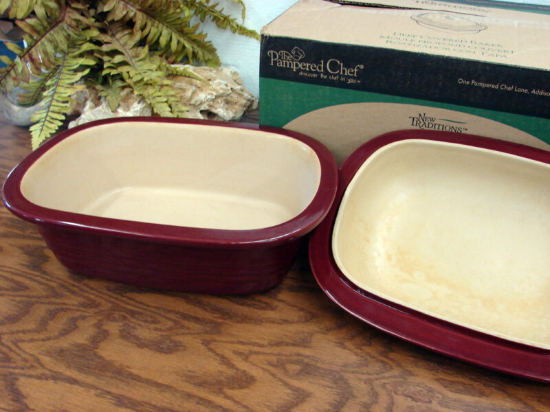 Original Pampered Chef Deep Covered Baker Stoneware Roaster #1321 Box, Moose-R-Us.Com Log Cabin Decor