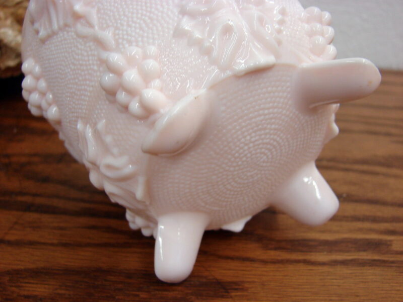 Vintage Jeanette Pink Milk Glass Grape Pattern Footed Candy Dish No Lid, Moose-R-Us.Com Log Cabin Decor