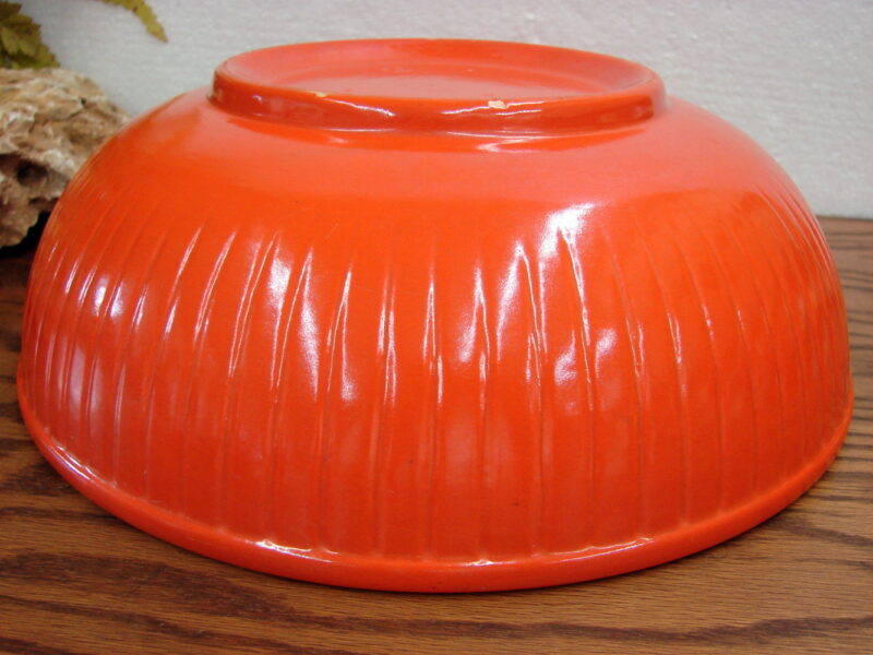 Vintage Red Wing Pottery 12&#8243; Low Reed Mixing Serving Bowl Orange, Moose-R-Us.Com Log Cabin Decor