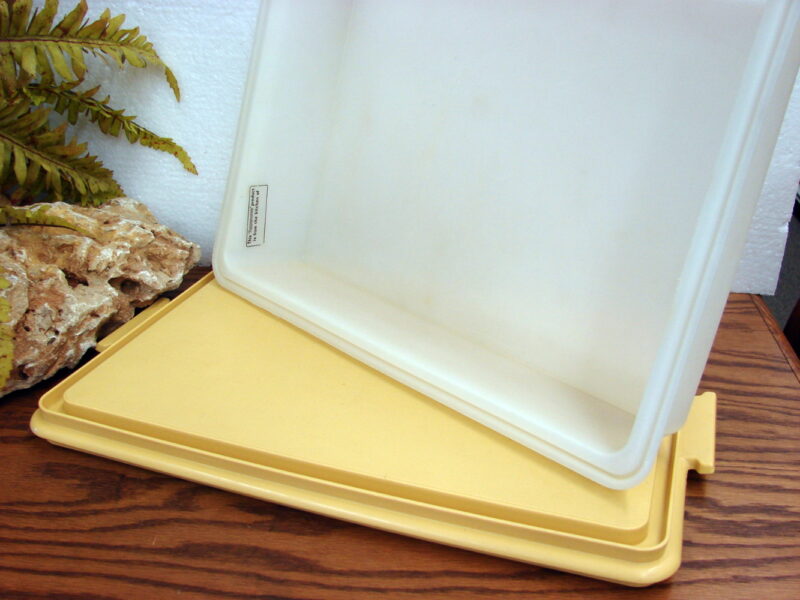 Vintage Tupperware #622 Harvest Gold Fresh &#038; Fancy Cake Rectangular, Moose-R-Us.Com Log Cabin Decor