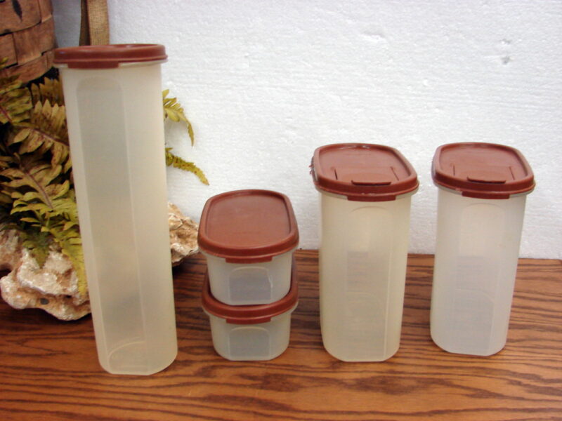 Vintage Tupperware Brown Lid Modular Mates #1611 1613 1661, Moose-R-Us.Com Log Cabin Decor