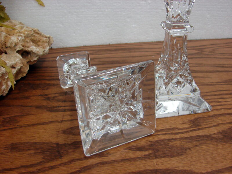 Set/2 Vintage Waterford Lismore Crystal 6” Candlestick Holders Sticker Like New, Moose-R-Us.Com Log Cabin Decor