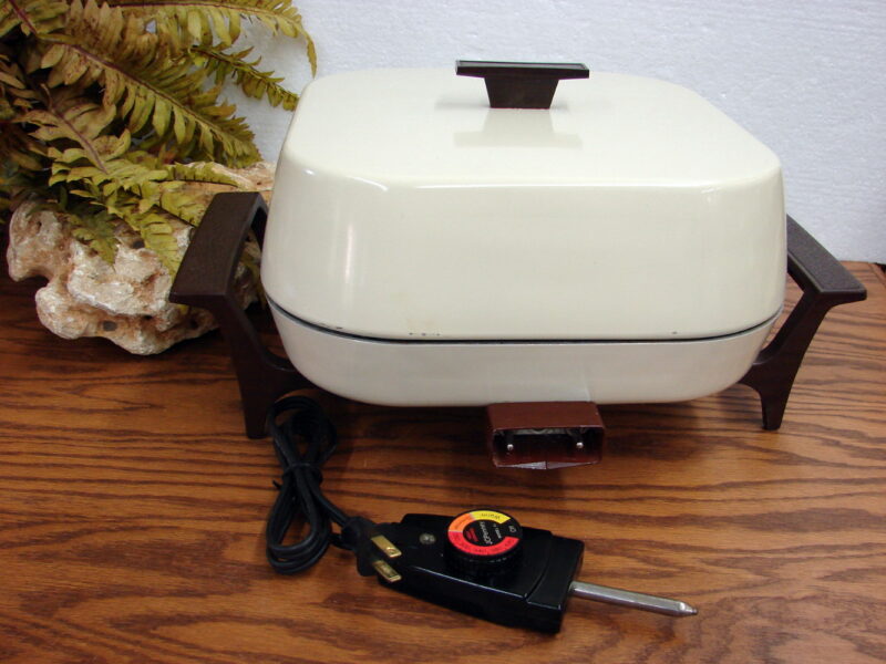 Vintage J.C. Penney West Bend Electric Skillet w/ Recipe Bok, Moose-R-Us.Com Log Cabin Decor