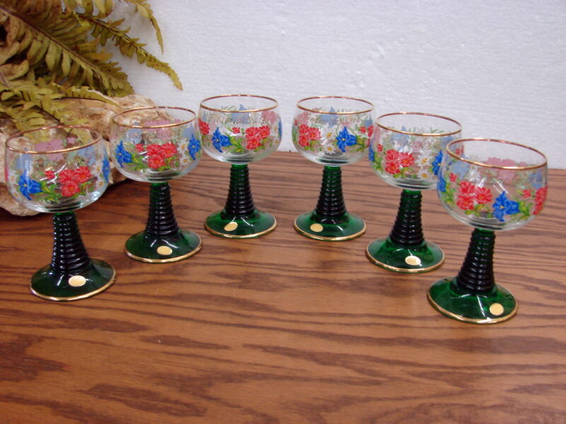 Set/6 Roemer Bockling West Germany Wine Glasses Fredericksburg Floral, Moose-R-Us.Com Log Cabin Decor