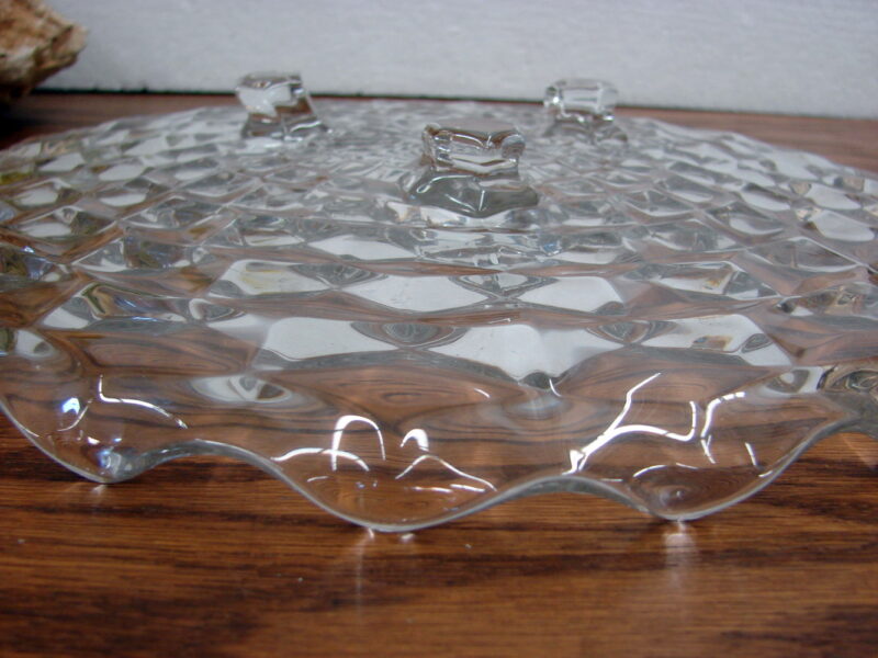 Vintage Crystal Fostoria American Cubist 12&#8243; Rolled Edge Footed Platter, Moose-R-Us.Com Log Cabin Decor