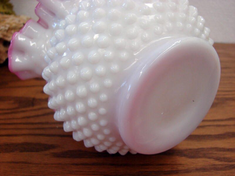 Vintage Fenton White Milk Glass Hobnail Peach Blow Ruffle Top Vase, Moose-R-Us.Com Log Cabin Decor