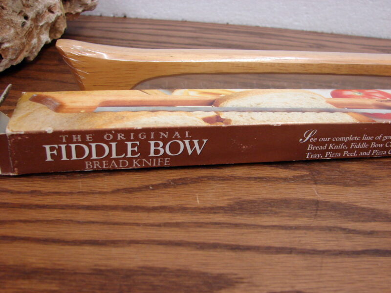 Brand New Mountain Woods Original Wooden Fiddle Bow Bread Knife w/ Box, Moose-R-Us.Com Log Cabin Decor