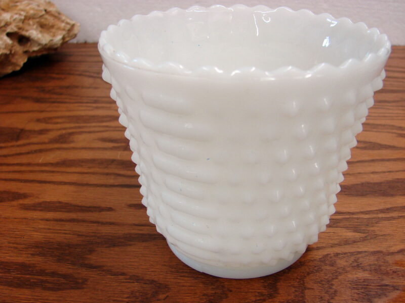 Vintage Fire King Milk Glass Hobnail and Dash Small Planter, Moose-R-Us.Com Log Cabin Decor