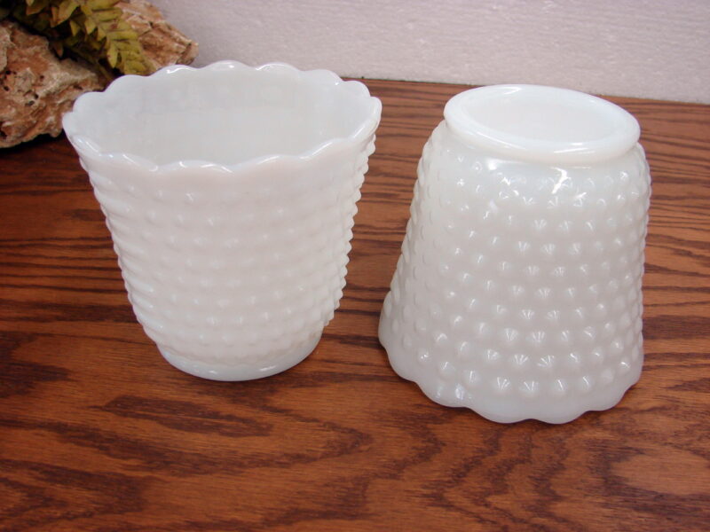 Vintage Fire King Milk Glass Hobnail and Dash Small Planter, Moose-R-Us.Com Log Cabin Decor